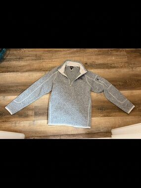 Patagonia Kids Heathered Light Gray/Blue  Half-Zip Fleece Pullover